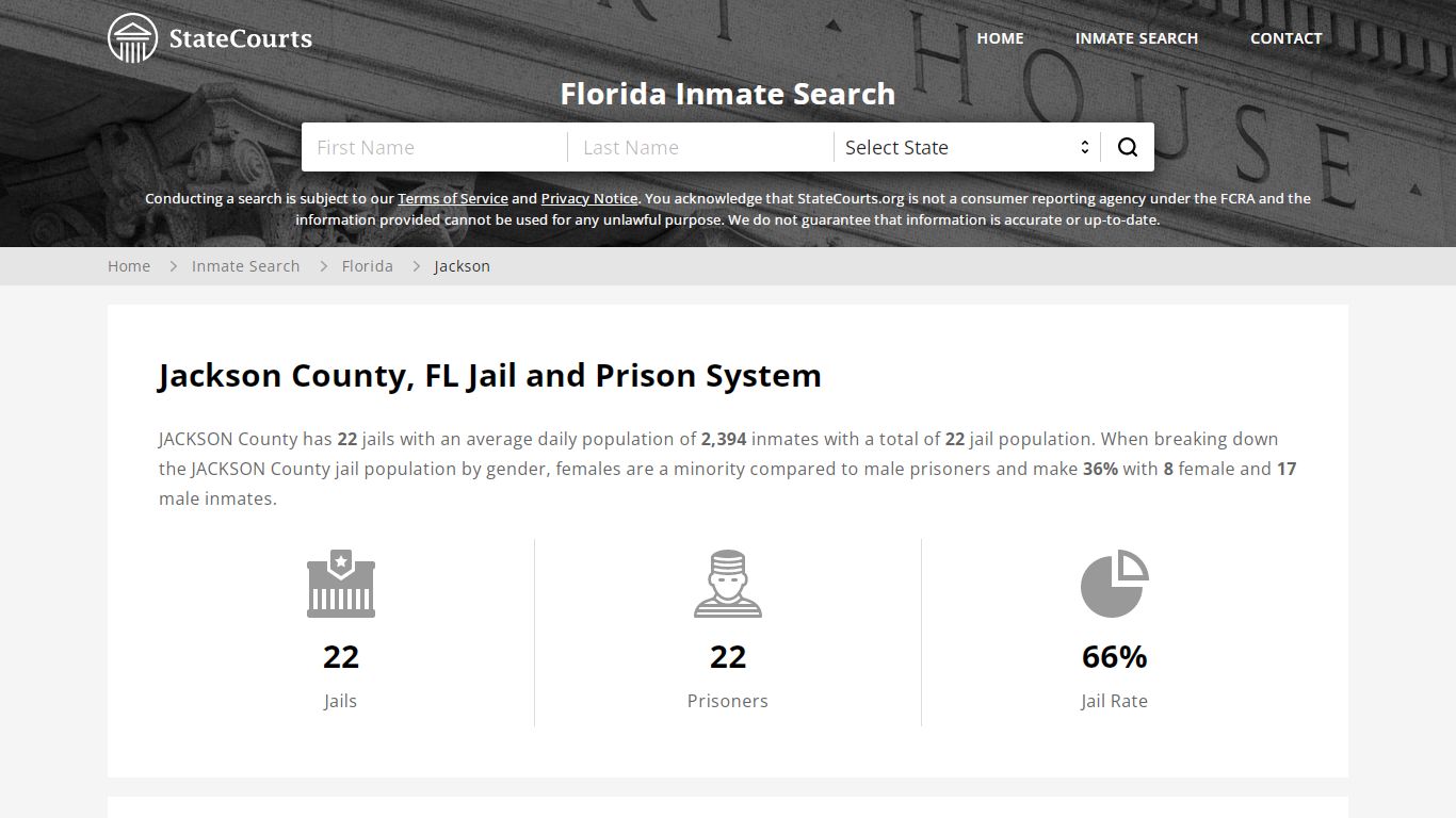 Jackson County, FL Inmate Search - StateCourts